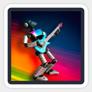 Rock star Robot on guitar Sticker